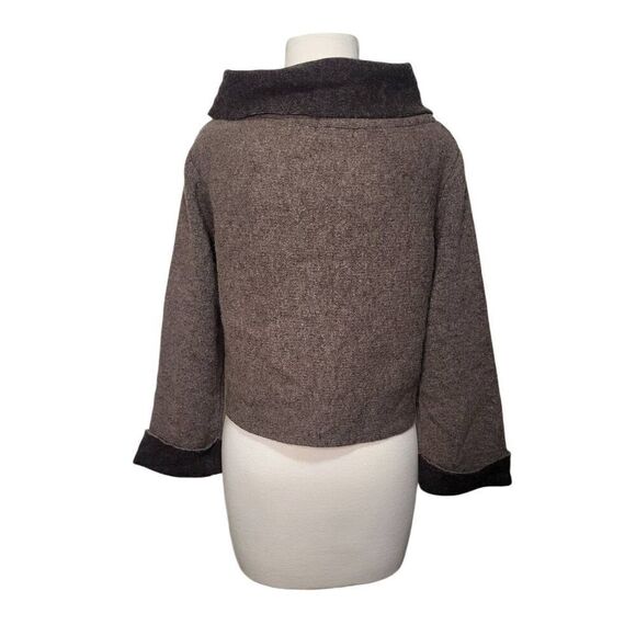 ChiaraMente Wrap Sweater Womens Size Medium Button Wool Blend Brown Made in Ital - Picture 2 of 11